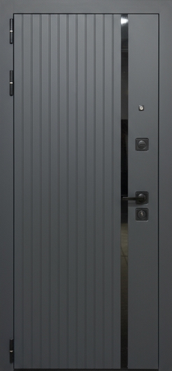 Металлическая дверь с панелями МДФ темно-серого цвета (RAL 7015)