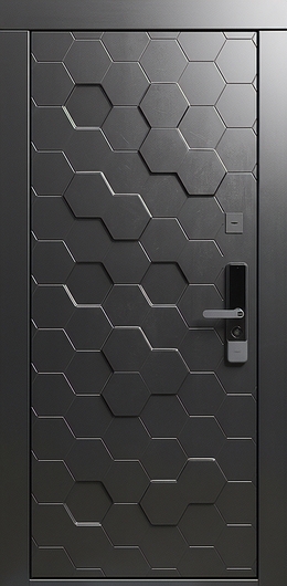 Входная дверь со скрытыми петлями, электронным замком и панелями МДФ с 3D фрезеровкой