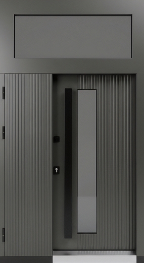 Входная группа с терморазрывом, МДФ RAL, остеклением, отбойниками и бугельными ручками